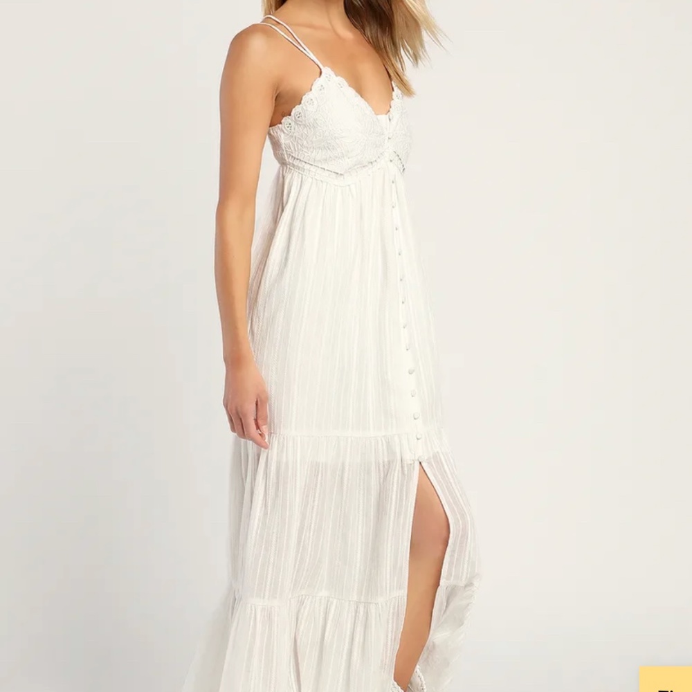 Always Wandering White Embroidered Tiered Maxi Dress, Style 1788676